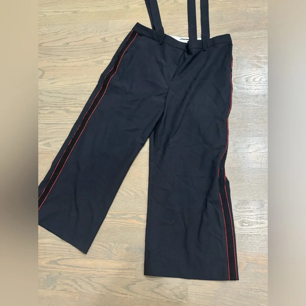 Olivia Palermo + Chelsea28 nave red ribbon Suspender Pants women’s size 14 $149 - Picture 7 of 8